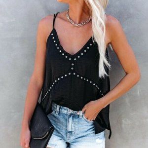 VICI Studded Embellished Black Tank Top